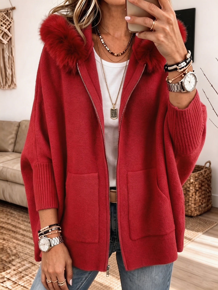 Veronelle - Soft-Touch-Kapuzenstrickjacke mit Reißverschluss
