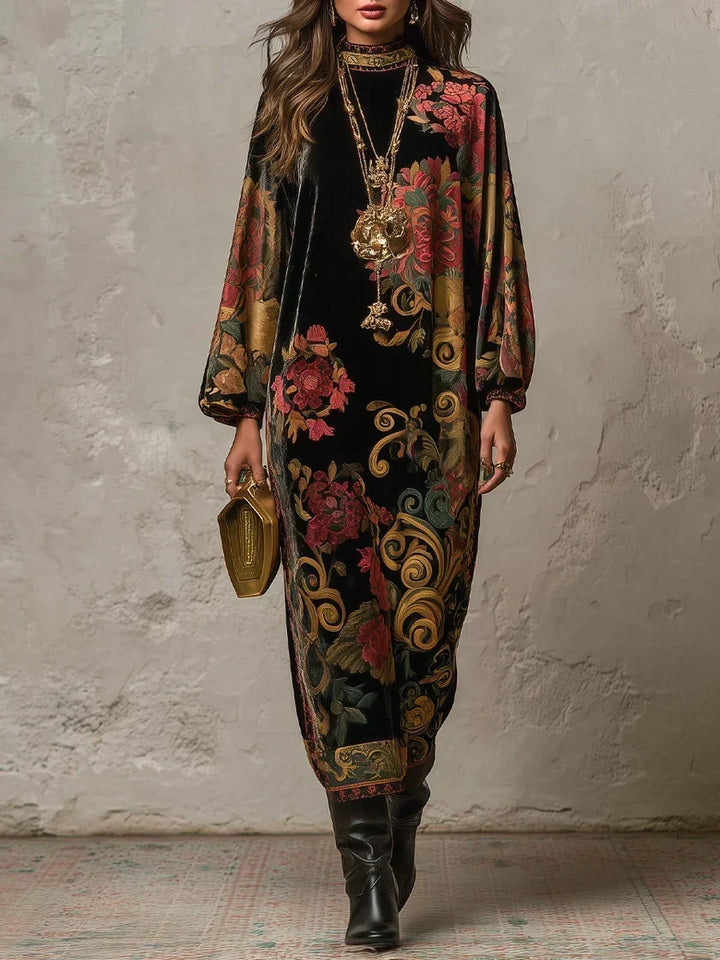 Gwenno - Luxuriöses bedrucktes Midikleid