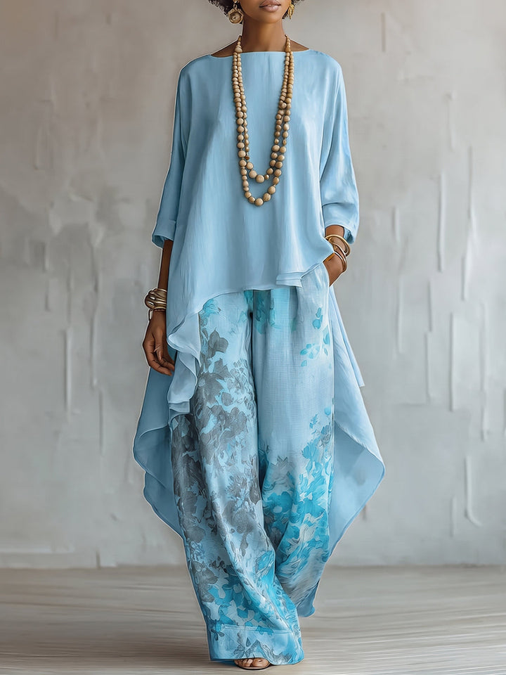 Zafira - Set aus fließender Tunika und bedruckter Wide-Leg-Hose