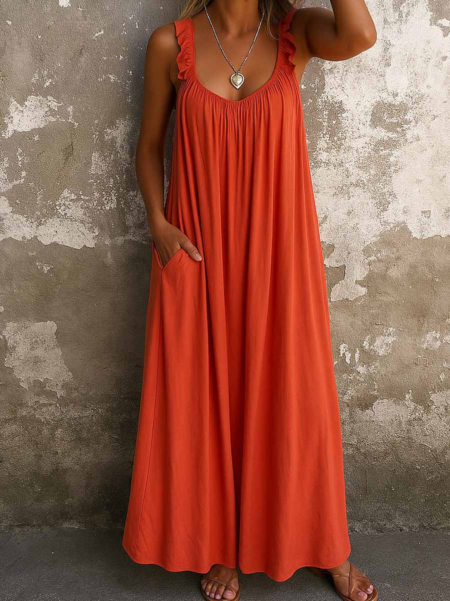 Sylvana - Luftiges Maxikleid mit Rüschenträgern