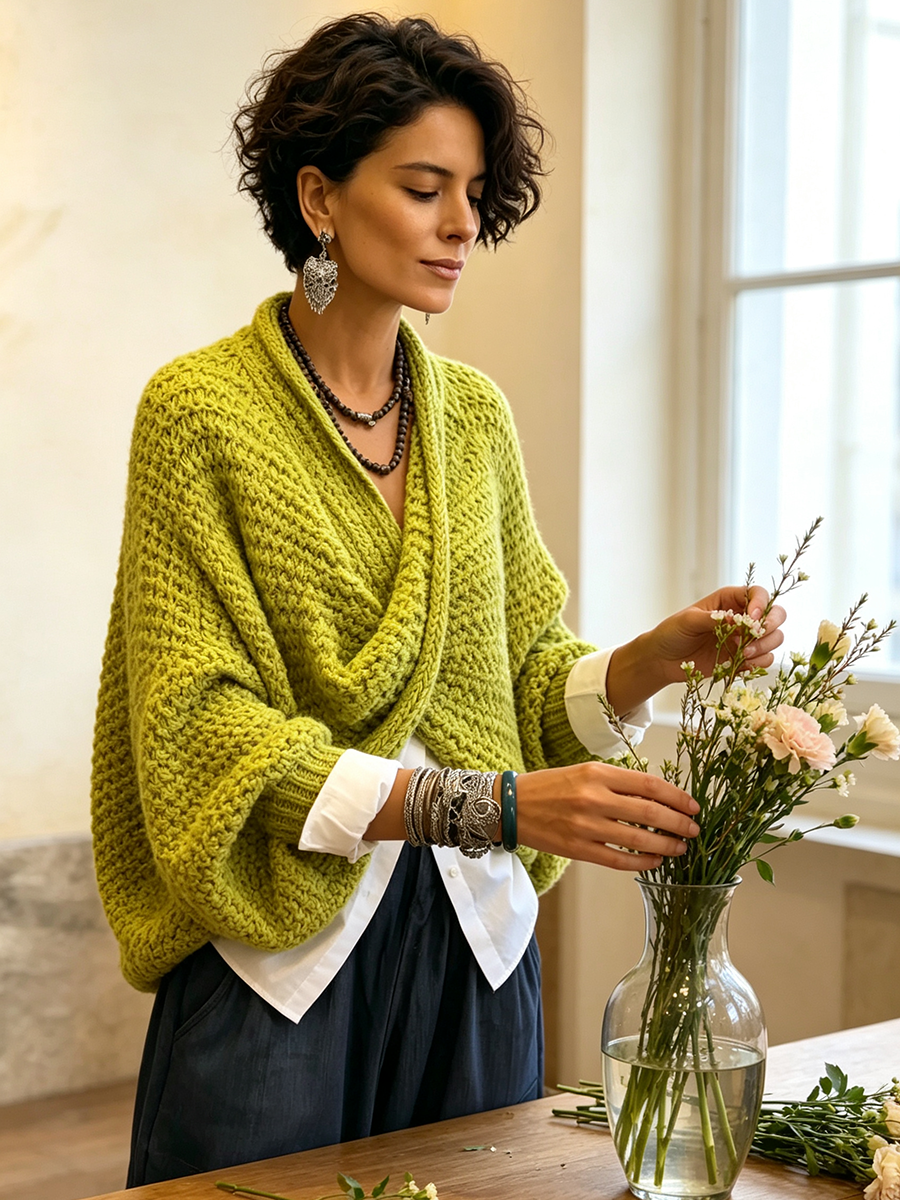Orelle - Strukturiertes V-Ausschnitt-Sweatshirt
