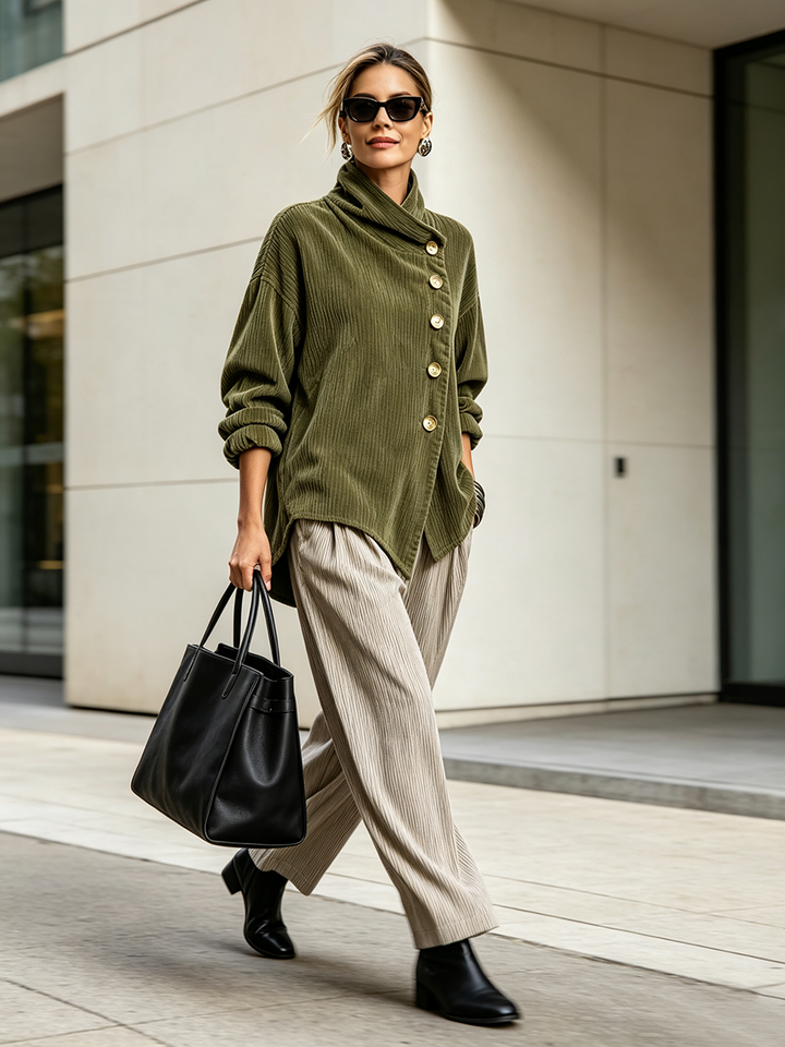 Blair - Strukturiertes asymmetrisches Sweatshirt mit Stehkragen