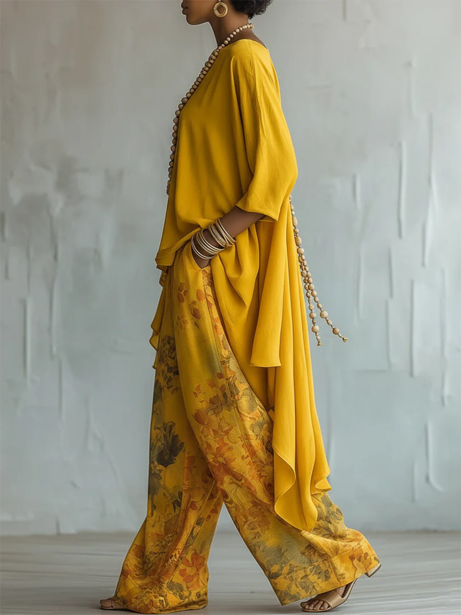 Zafira - Set aus fließender Tunika und bedruckter Wide-Leg-Hose
