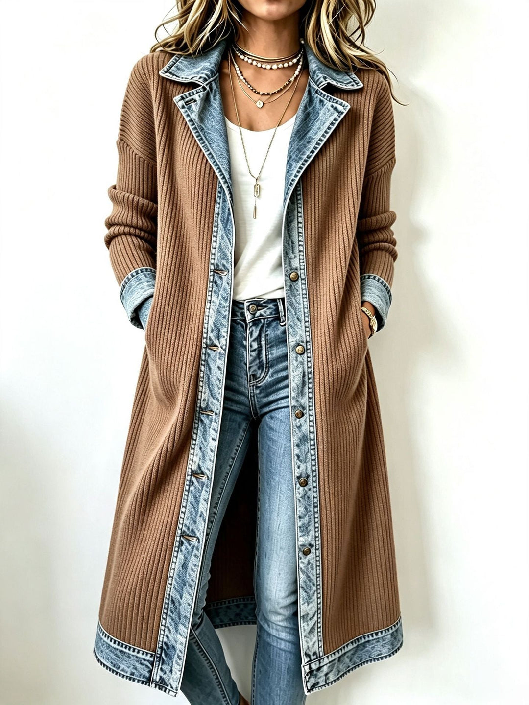 Odelia - Langer, strukturierter Cardigan