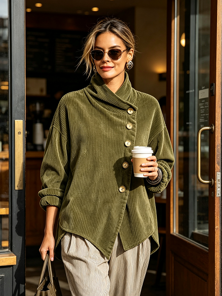 Blair - Strukturiertes asymmetrisches Sweatshirt mit Stehkragen