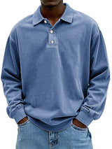 Brychan - Langarm-Poloshirt mit Vintage-Waschung