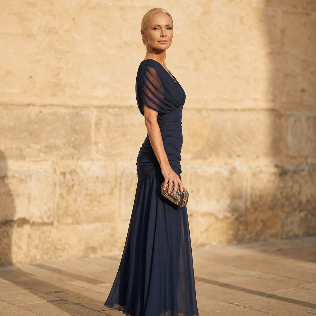 Lileas - Plissiertes Soft-Touch-Abendkleid