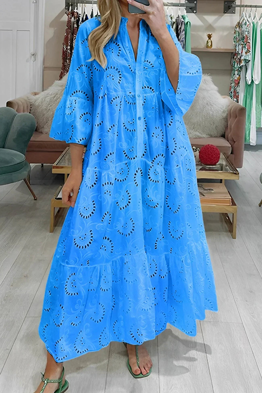 Kylie - Besticktes Maxikleid