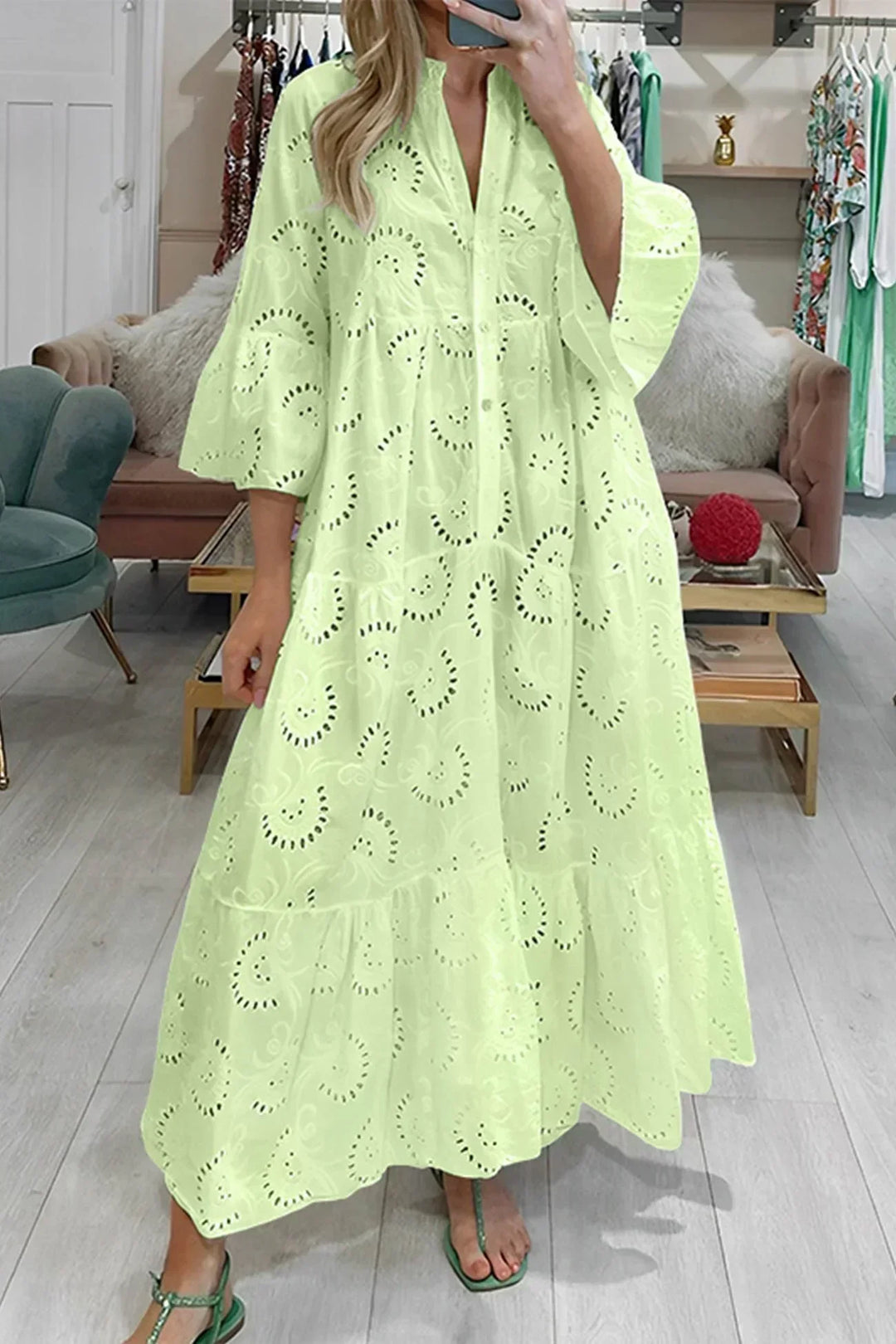 Kylie - Besticktes Maxikleid