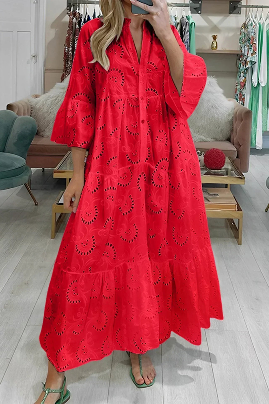 Kylie - Besticktes Maxikleid