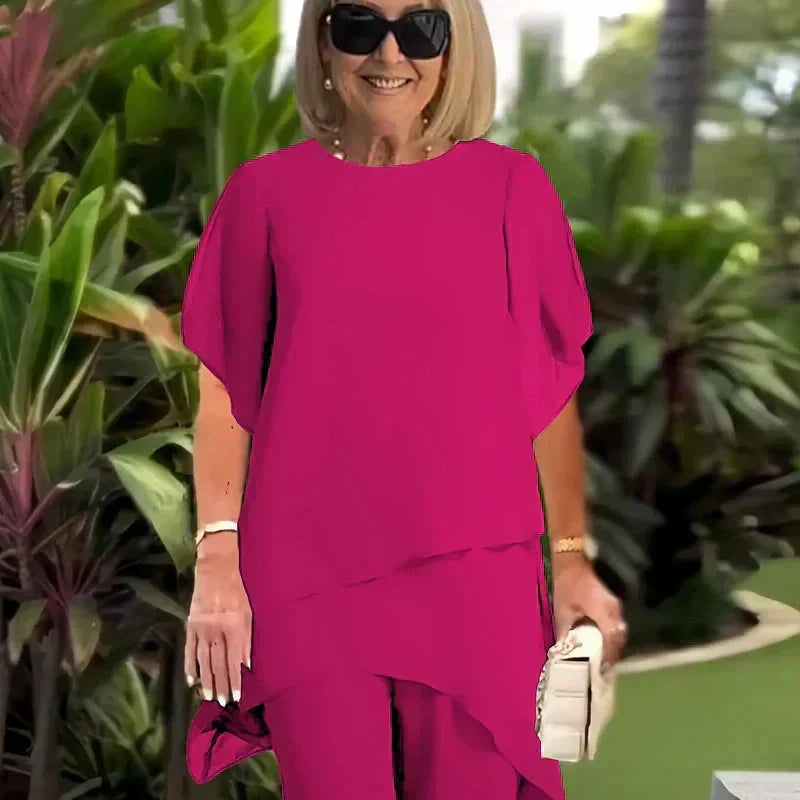 Noretta - Drapierter Hosenanzug mit weiter Hose