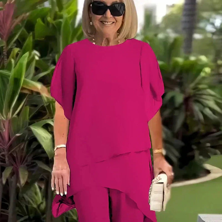 Noretta - Drapierter Hosenanzug mit weiter Hose