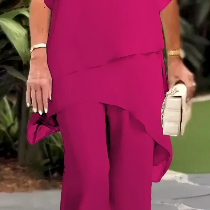 Noretta - Drapierter Hosenanzug mit weiter Hose