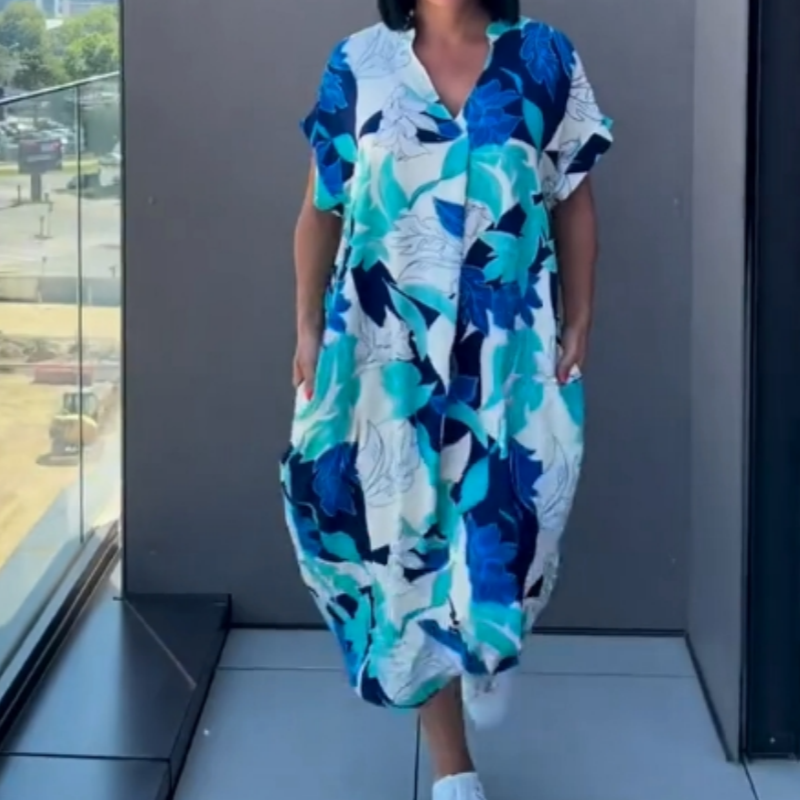Yunae - Leichtes Printkleid mit V-Ausschnitt