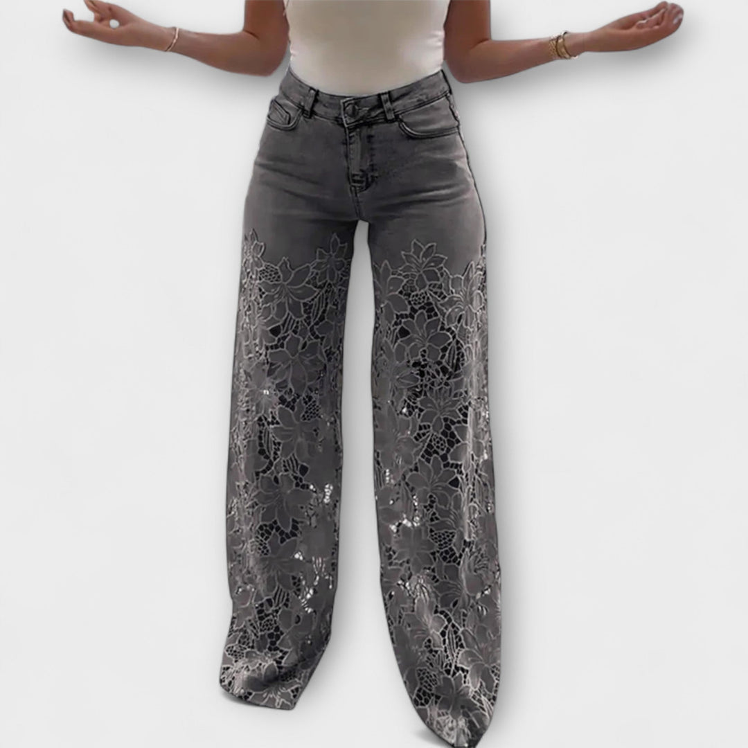Elenai - Premium Patchwork-Jeans mit Spitze