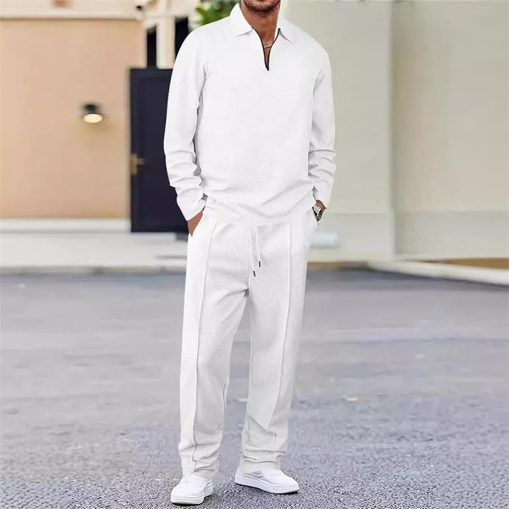 Vexar - Loungewear-Set aus Soft-Touch-Waffelstrick mit Quarter-Zip