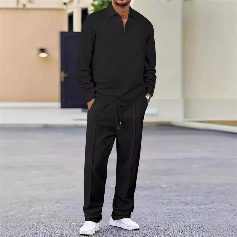 Vexar - Loungewear-Set aus Soft-Touch-Waffelstrick mit Quarter-Zip