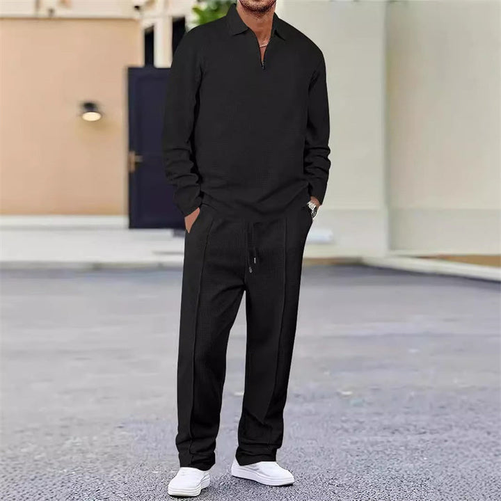 Vexar - Loungewear-Set aus Soft-Touch-Waffelstrick mit Quarter-Zip