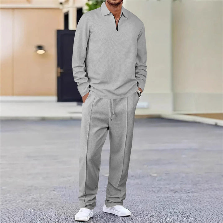Vexar - Loungewear-Set aus Soft-Touch-Waffelstrick mit Quarter-Zip