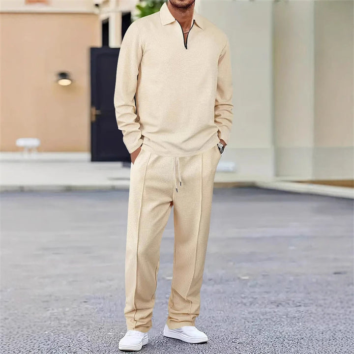 Vexar - Loungewear-Set aus Soft-Touch-Waffelstrick mit Quarter-Zip