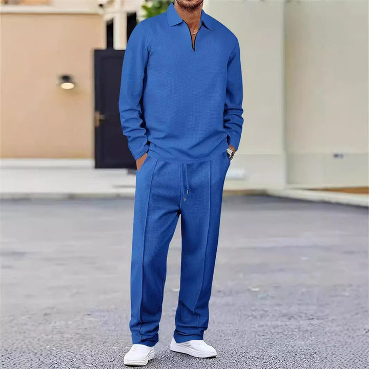Vexar - Loungewear-Set aus Soft-Touch-Waffelstrick mit Quarter-Zip