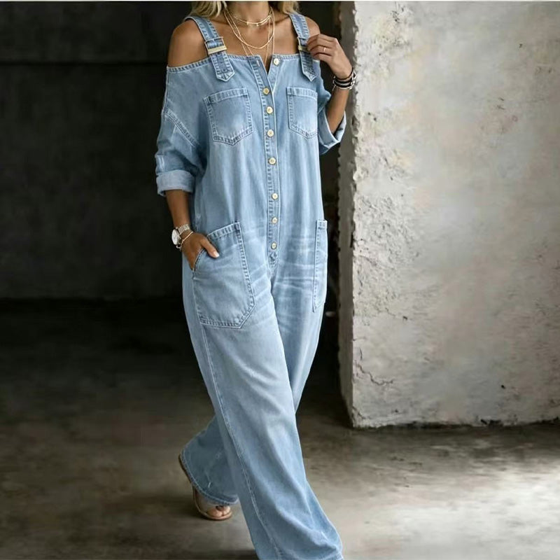Neralyn - Gewaschener Denim-Overall mit Taschen