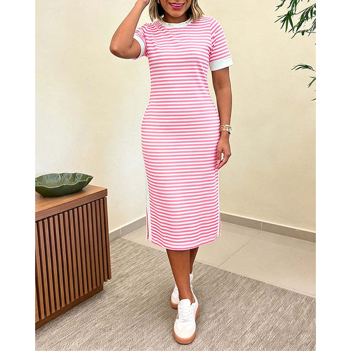 Reeva - Gestreiftes Midikleid mit weichem Griff
