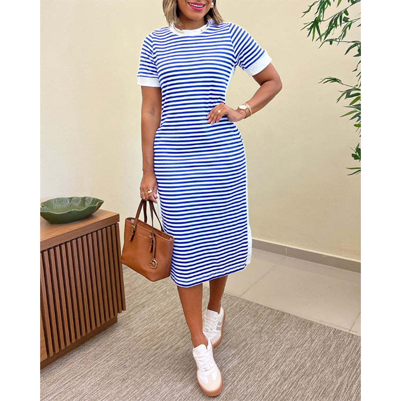 Reeva - Gestreiftes Midikleid mit weichem Griff