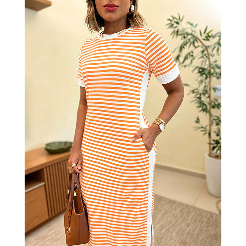 Reeva - Gestreiftes Midikleid mit weichem Griff