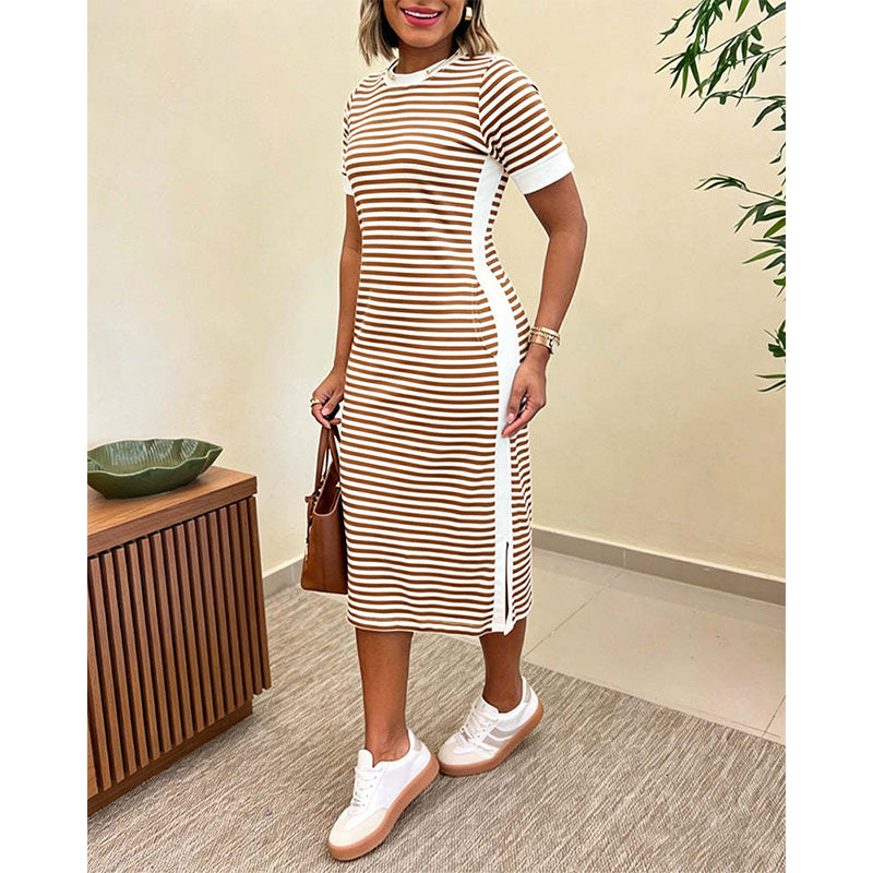 Reeva - Gestreiftes Midikleid mit weichem Griff