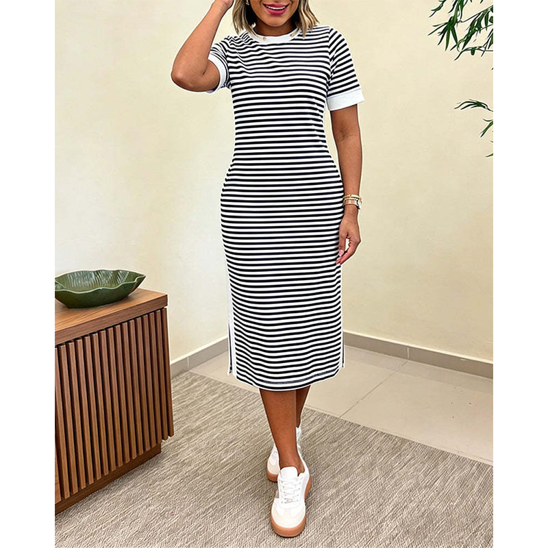 Reeva - Gestreiftes Midikleid mit weichem Griff
