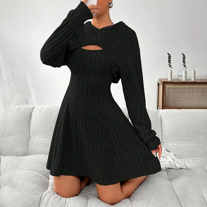 Mirellia - Strick-Minikleid mit Kapuze