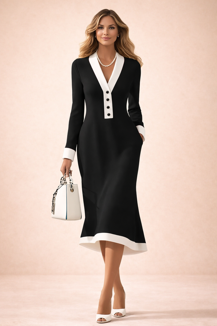 Seleneva - Soft-Touch Midikleid mit V-Ausschnitt