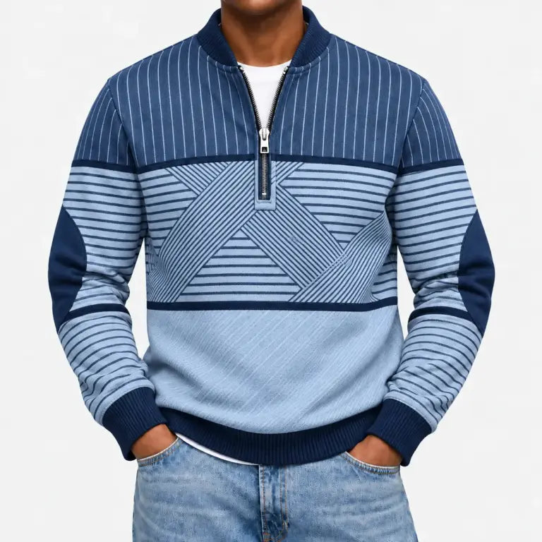 Ifan - geometrisch gemusterter Half-Zip-Pullover