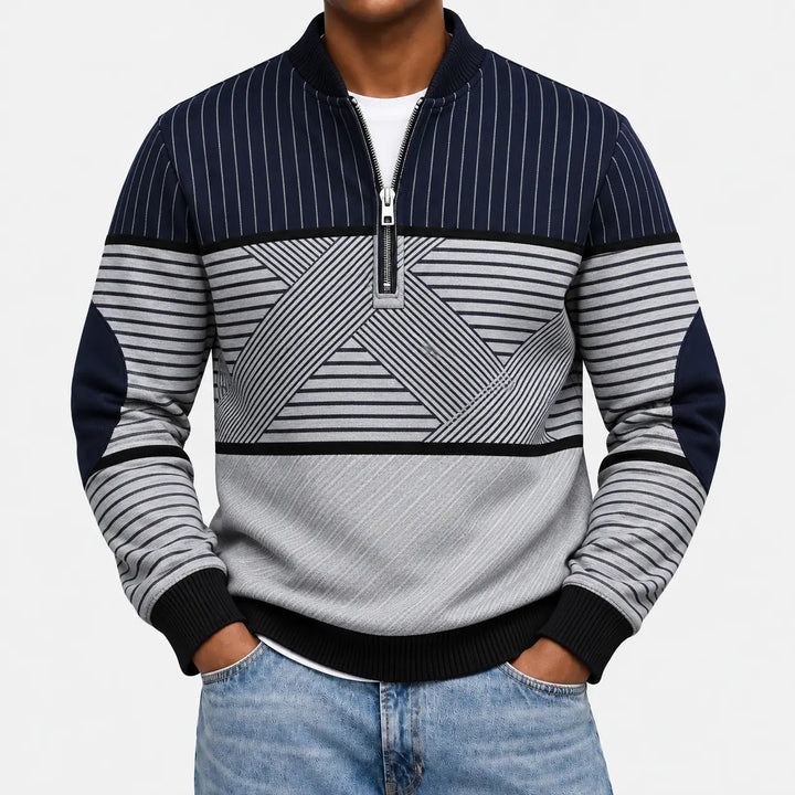 Ifan - geometrisch gemusterter Half-Zip-Pullover