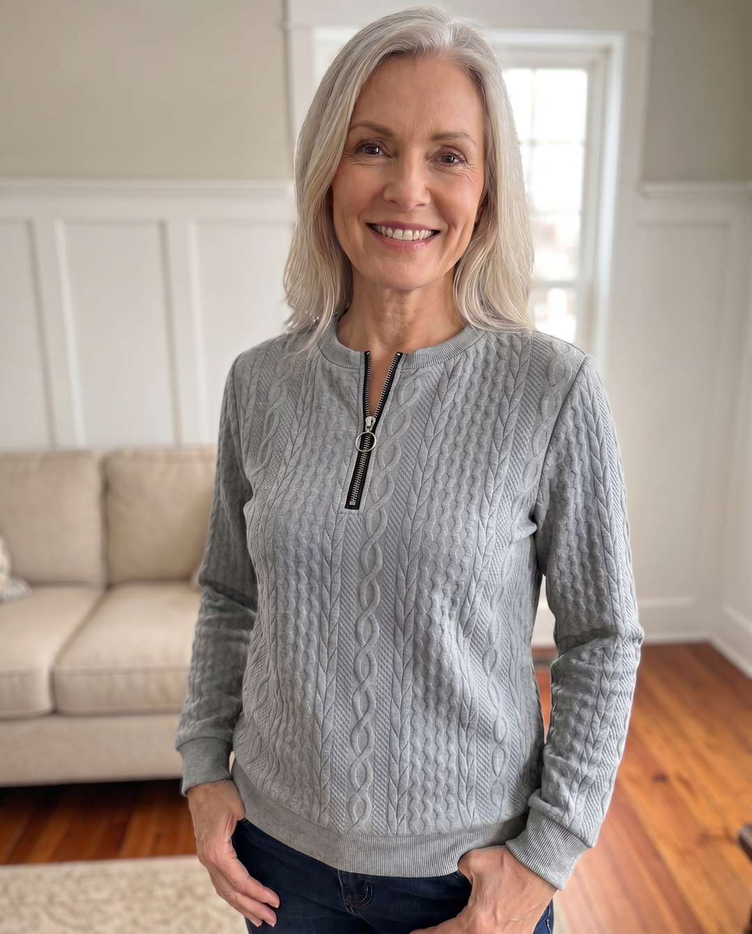 Darla - Strukturierter Zip-Pullover