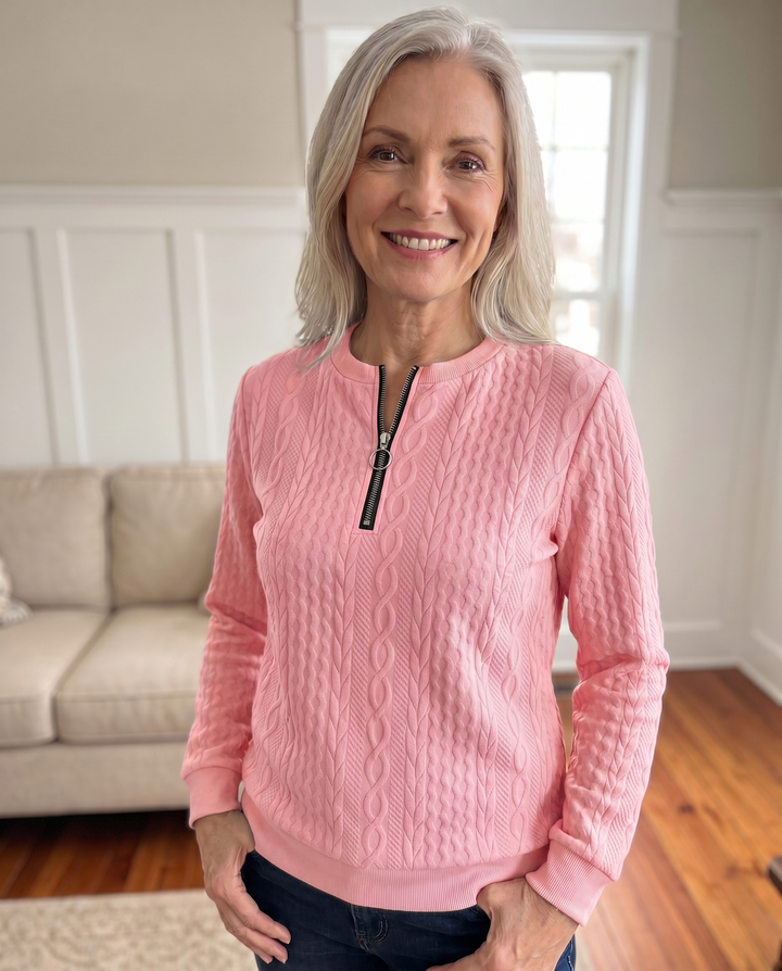 Darla - Strukturierter Zip-Pullover