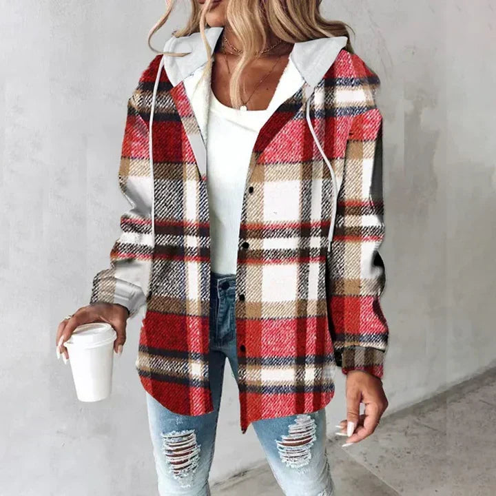 Marla - Karierte Hemdjacke mit Kapuze im Lagen-Look