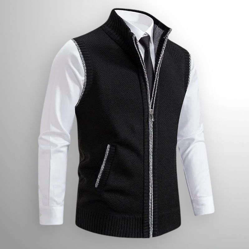 Flossie - Strickgilet im Lagen-Look mit durchgehendem Reißverschluss