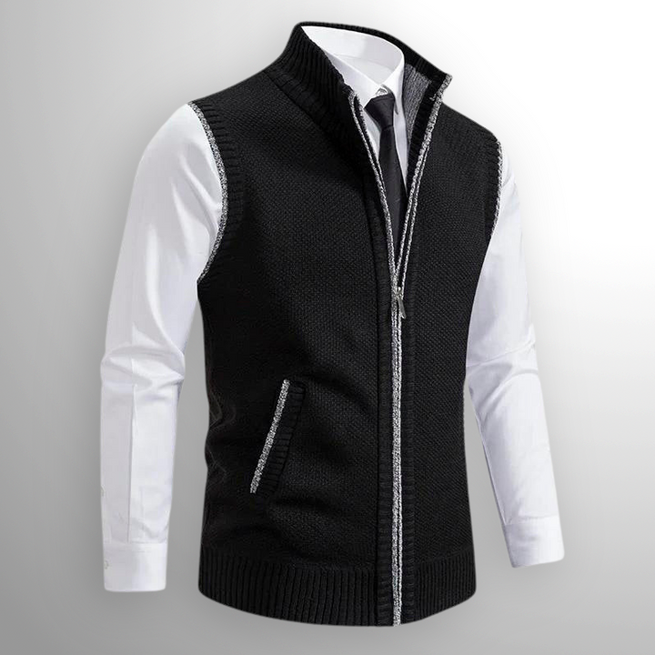 Flossie - Strickgilet im Lagen-Look mit durchgehendem Reißverschluss