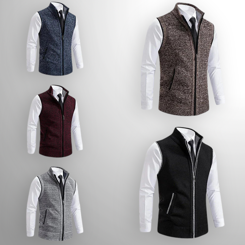 Flossie - Strickgilet im Lagen-Look mit durchgehendem Reißverschluss