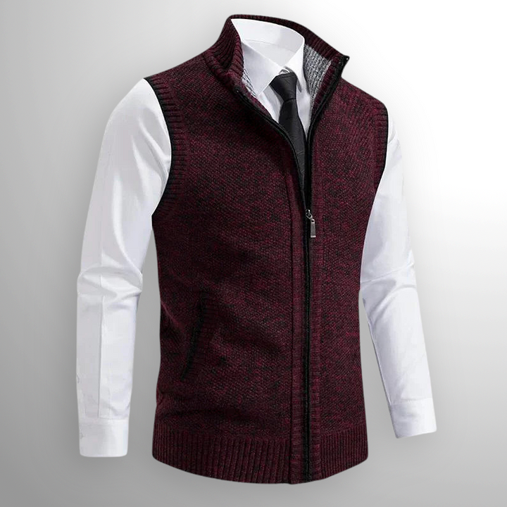 Flossie - Strickgilet im Lagen-Look mit durchgehendem Reißverschluss