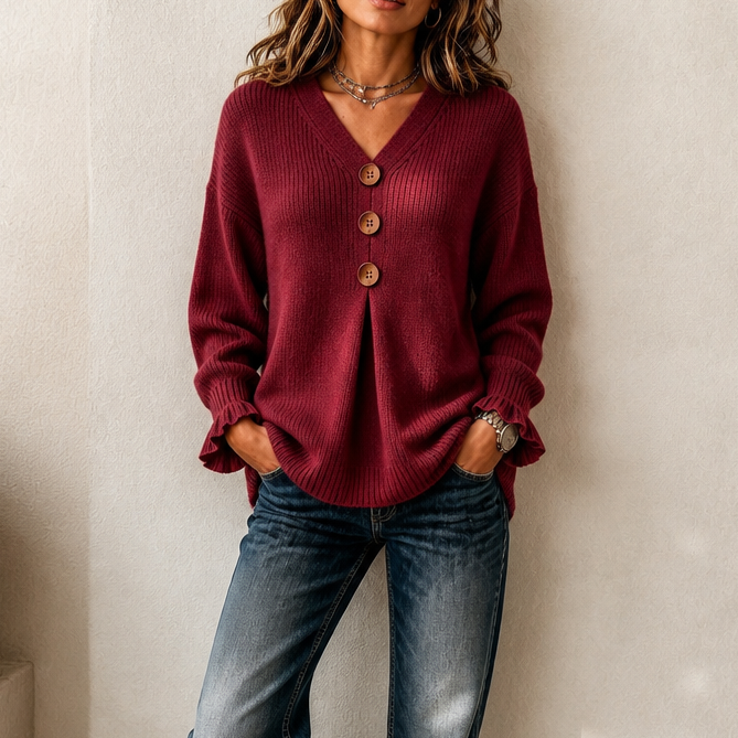 Annelie - Soft-Touch V-Ausschnitt-Pullover