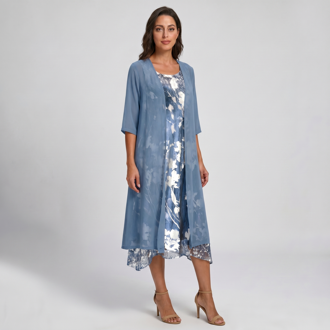 Delavelle - Elegantes Midi-Kleid-Set im Lagenlook