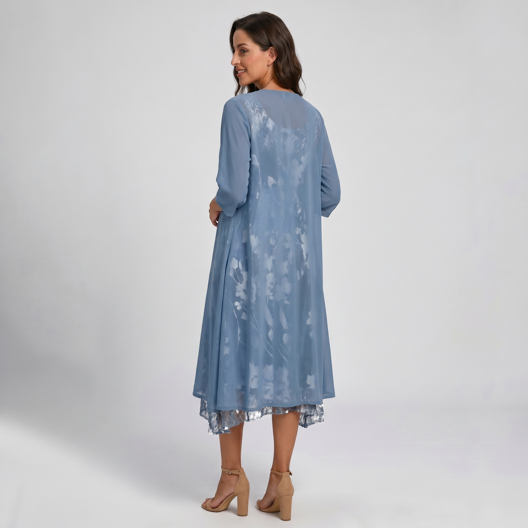 Delavelle - Elegantes Midi-Kleid-Set im Lagenlook