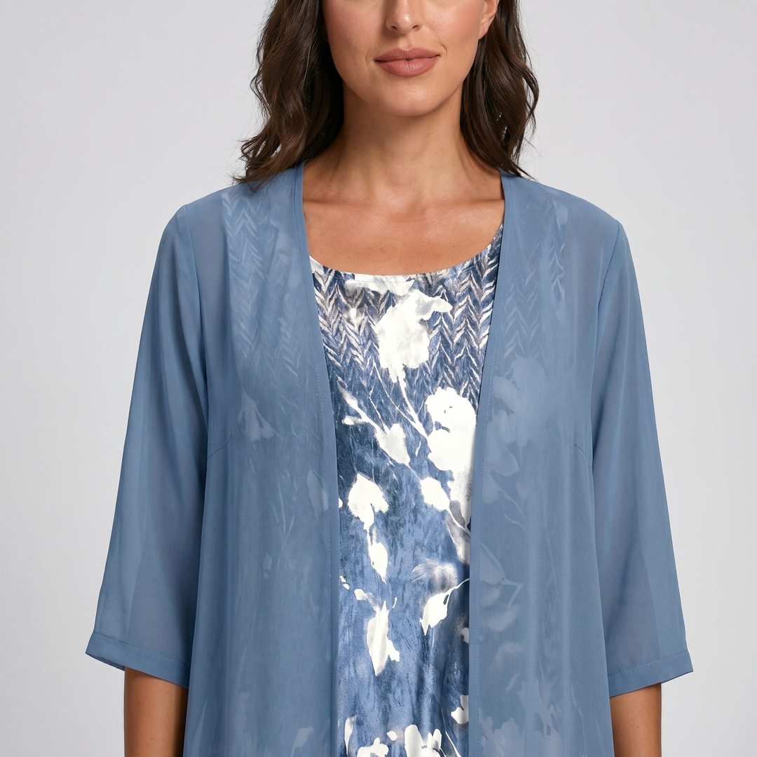 Delavelle - Elegantes Midi-Kleid-Set im Lagenlook