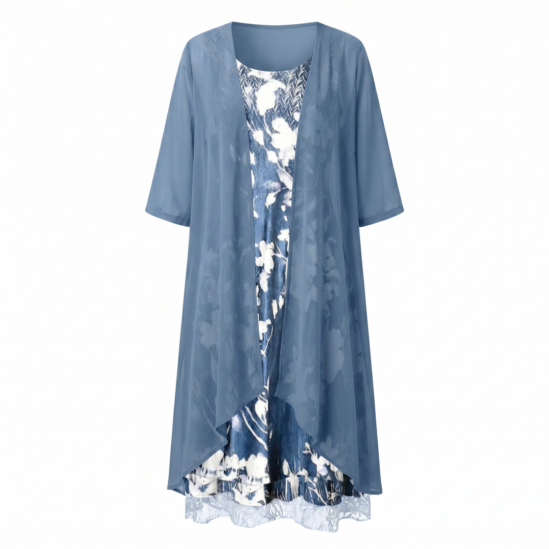 Delavelle - Elegantes Midi-Kleid-Set im Lagenlook