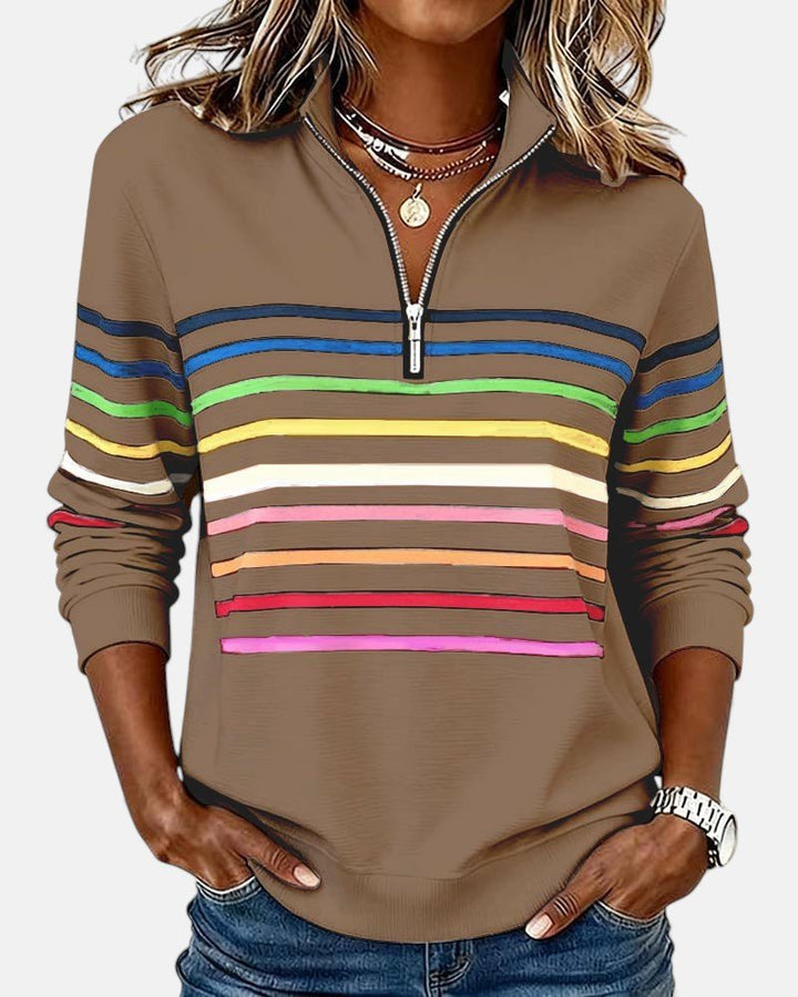 Corinelle - Gestreiftes Soft-Touch-Half-Zip-Sweatshirt