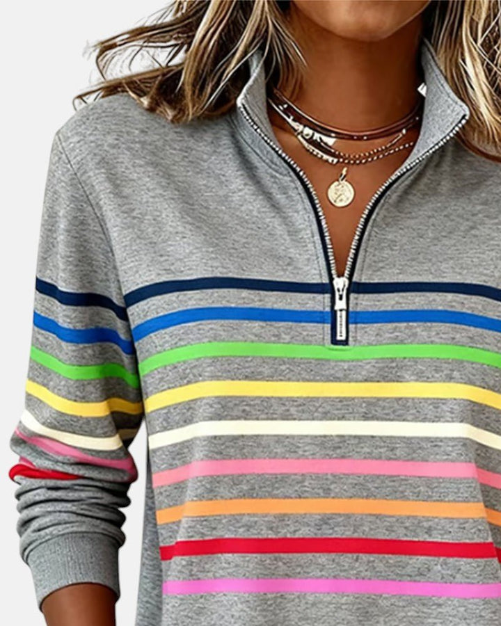 Corinelle - Gestreiftes Soft-Touch-Half-Zip-Sweatshirt