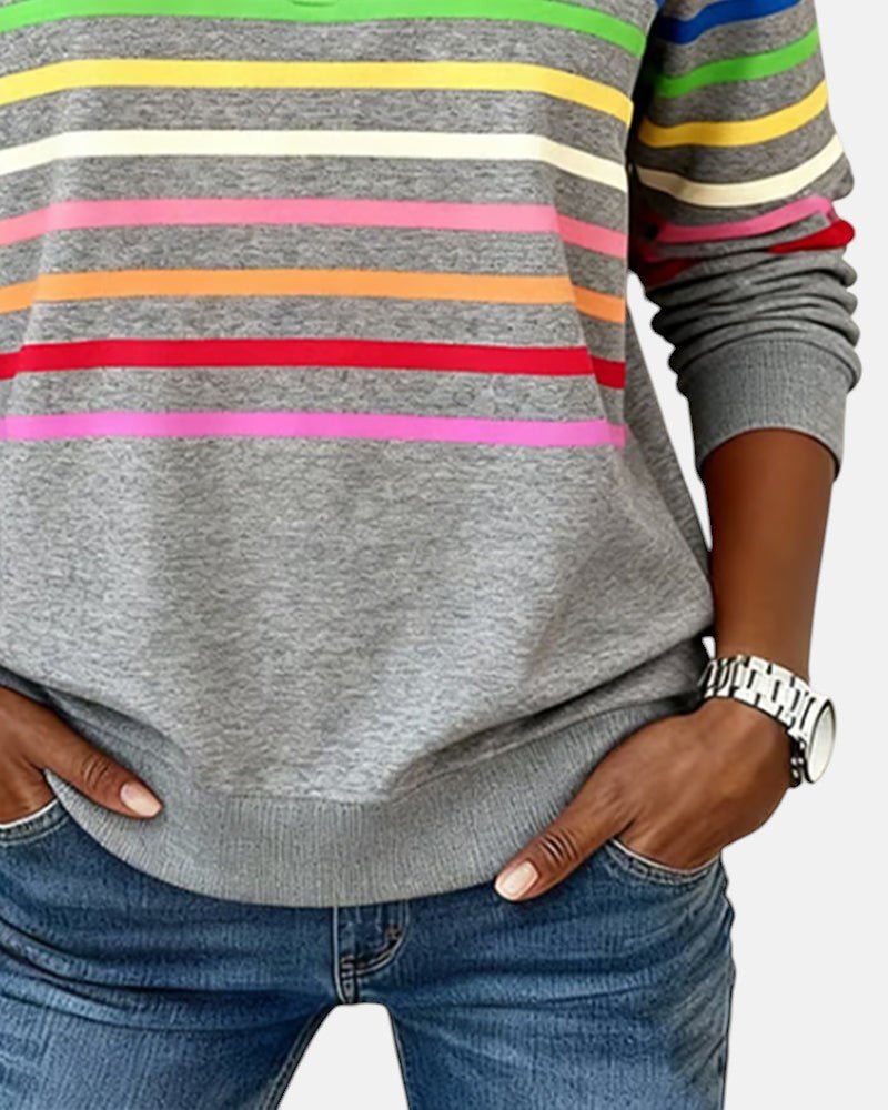 Corinelle - Gestreiftes Soft-Touch-Half-Zip-Sweatshirt
